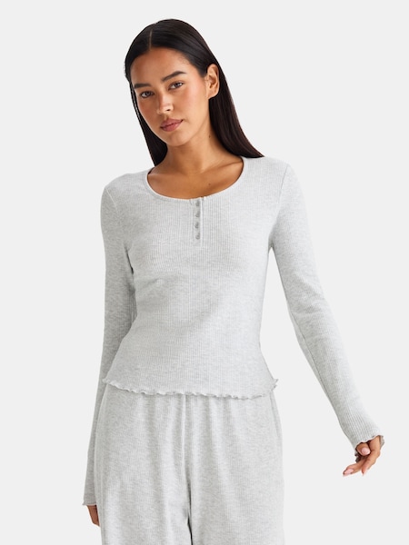 Grey Sleep Lounge Henley Long Sleeve Top (V47143) | £42