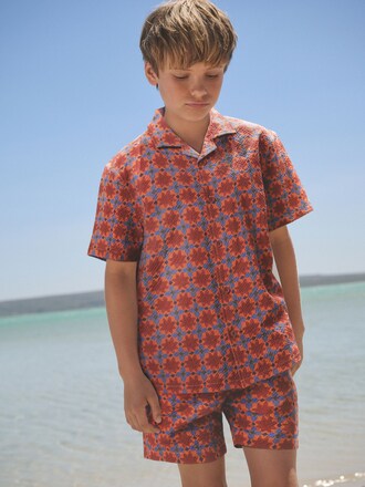 Rust Red Swim Shorts and Shirts Set (3-16yrs)