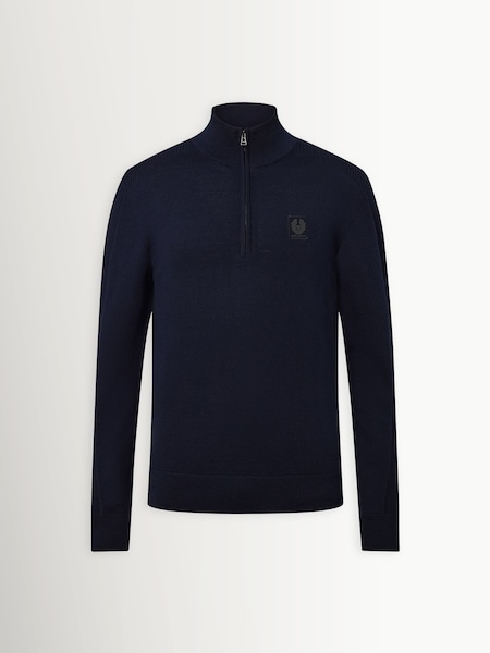 Blue - Regular Colden Merino Quarter Zip Jumper