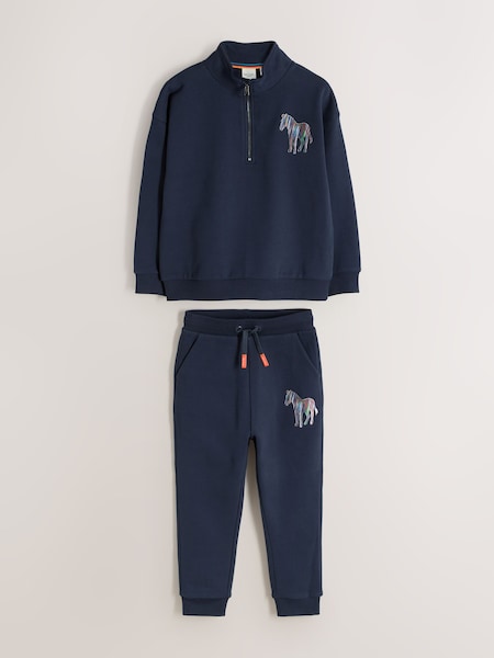 Navy - Funnel Neck Zip Through Sweatshirt And Joggers Set