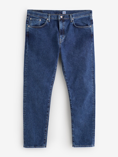 Blue - Regular Slim Tapered Kaihara Pure Indigo Stretch Denim Jeans