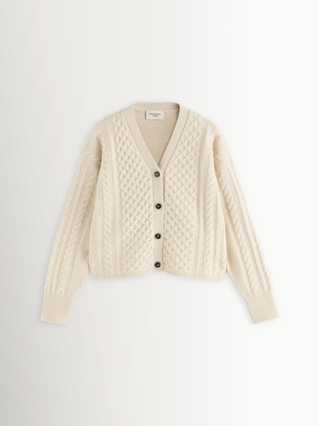 White - Primo Cable Knit Cardigan