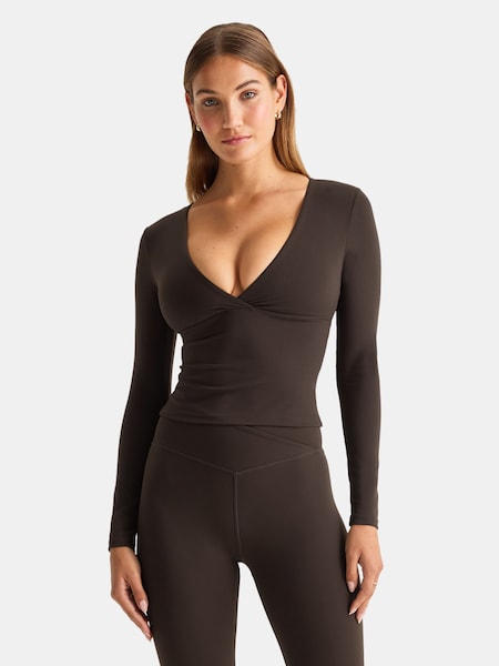Brown Dayflex Long Sleeve V-Neck Top (W18058) | £48
