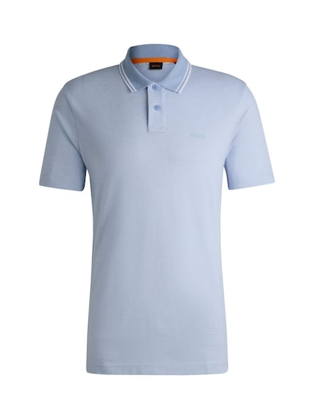 Blue Relaxed Fit Tipped Collar Polo Shirt (W23234) | £89