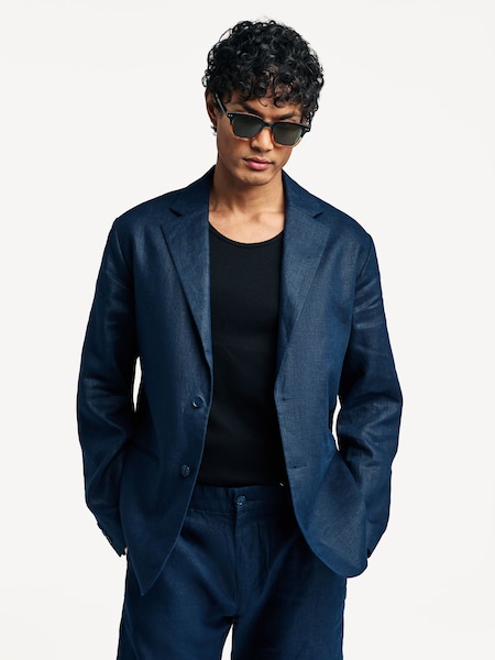 Blue Timo Single Breasted Unlined Suit Jacket (W23263) | £350
