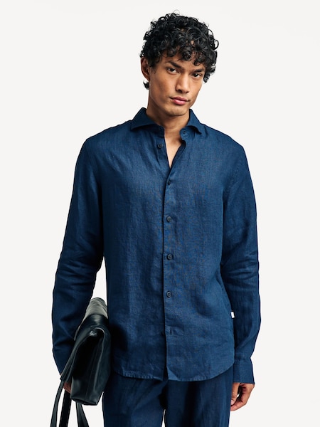 Blue Andrew Cut Away Collar Long Sleeve Shirt (W23267) | £135