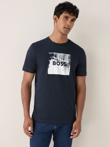 Blue Regular Fit Graphic Print T-Shirt (W23570) | £59