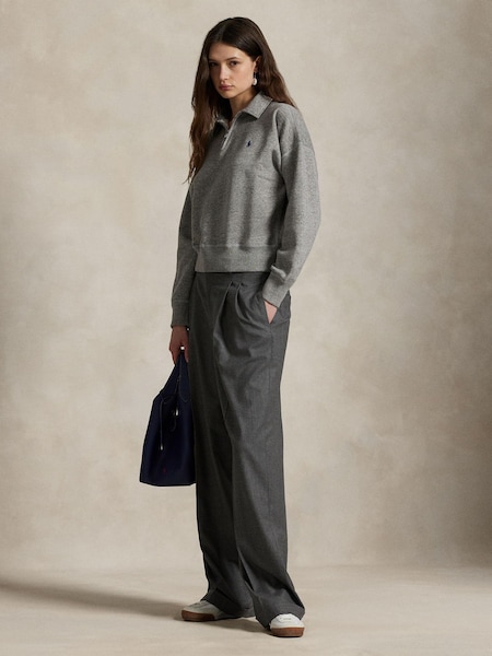 Grey Knit Half Zip Sweatshirt (W23689) | £175