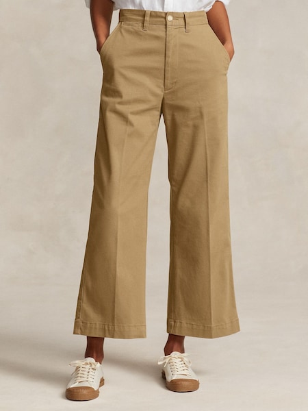 Brown Cropped Chino Trousers (W23703) | £185
