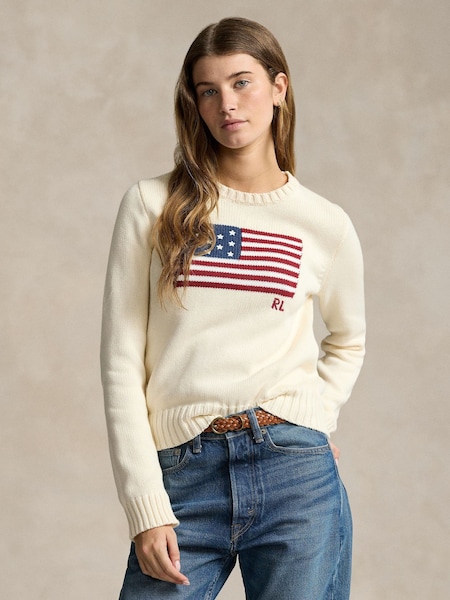Cream Flag CN Long Sleeve Pullover Jumper (W23719) | £375