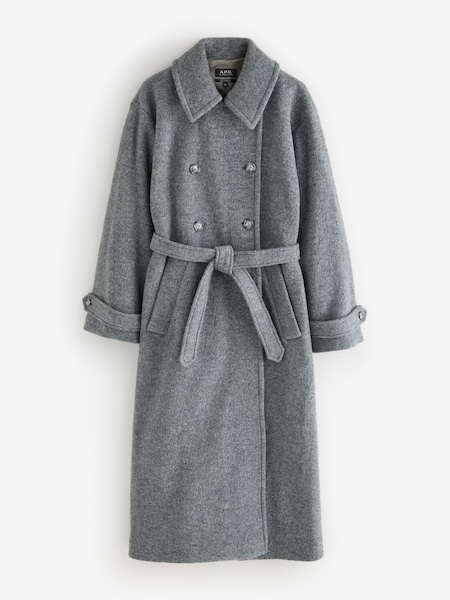 Grey Lea Textured Wool Long Coat (W24209) | £625
