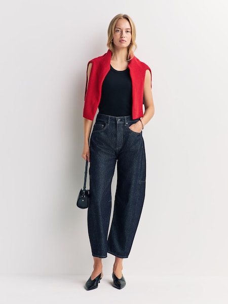 Dark Twill Charlie Ankle Wash High Rise Barrel Jeans (W24552) | £295