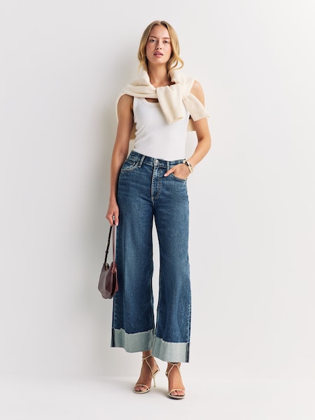 Lee Blue Sofie Full Length High Rise Cuff Wide Leg Jeans (W24554) | £295