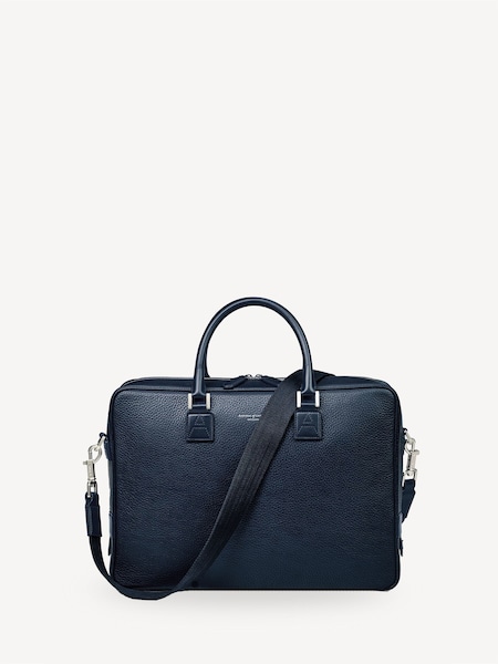 Blue Mount Street Laptop Briefcase Pebble leather Bag (W27332) | £695