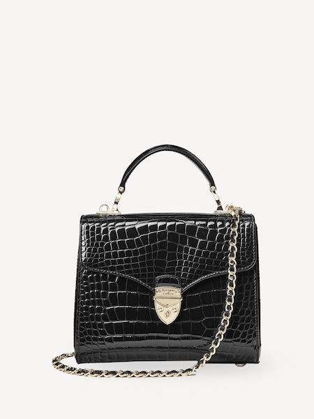 Black Mayfair Midi Pnt Croc leather Bag (W27340) | £695