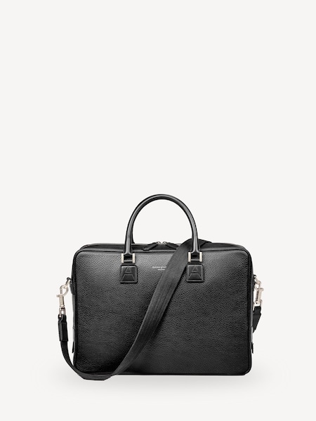 Black Mount Street Laptop Briefcase Pebble leather Bag (W27349) | £695