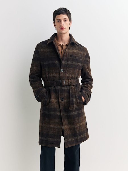 Brown Grandpa Wool Check Coat (W29118) | £590