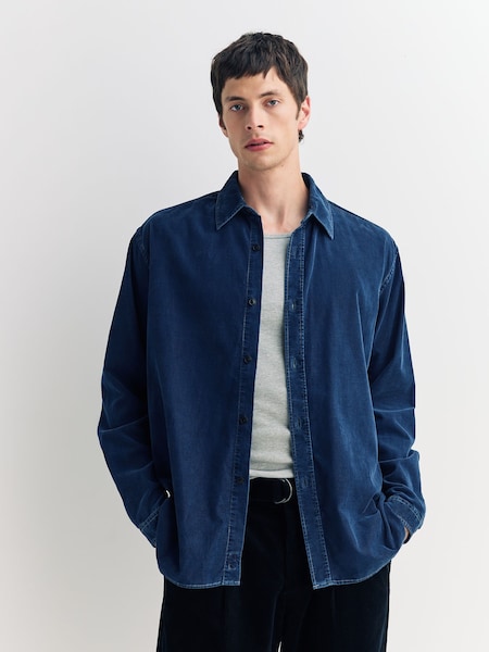 Blue Atlanta Brushed Cord Shirt (W29129) | £180