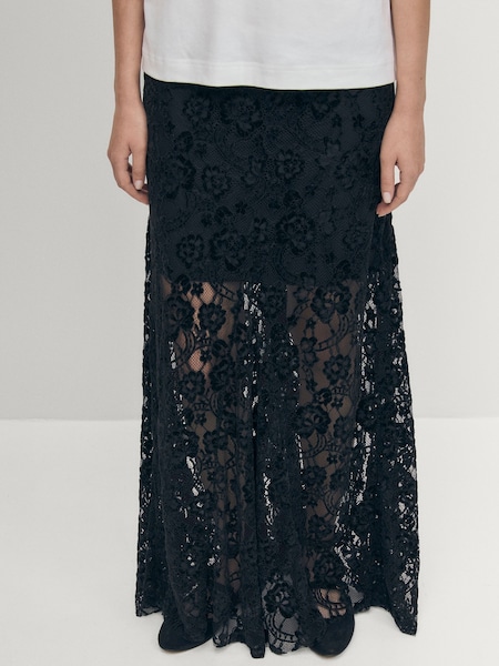 Black Bundi Lace Black Skirt (W29443) | £140