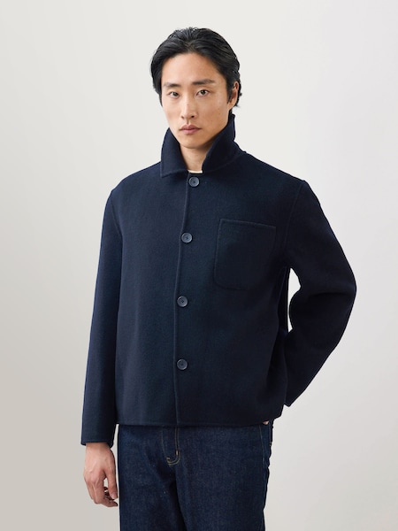 Blue Double Faced Wool Overshirt (W30607) | £260