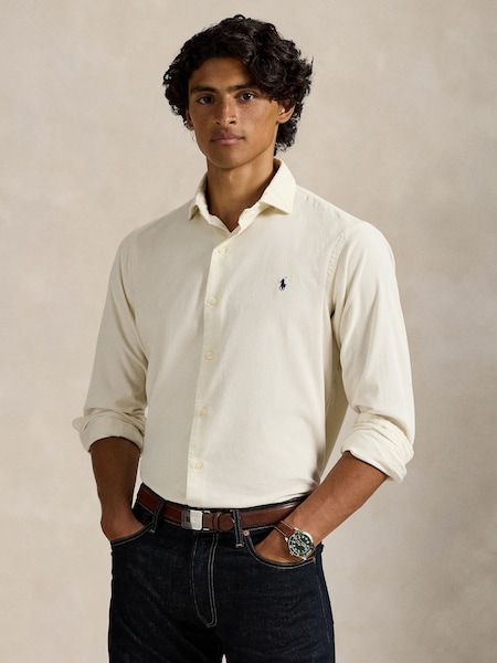 Cream Fine Cord Long Sleeve Shirt (W32270) | £165
