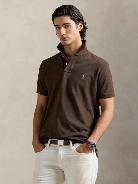 Brown Short Sleeve Pique Polo Shirt (W32273) | £119