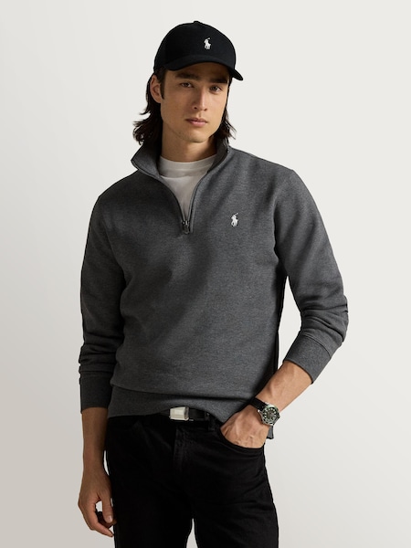 Black Double Knit Tech Quarter Zip Sweatshirt (W32276) | £175