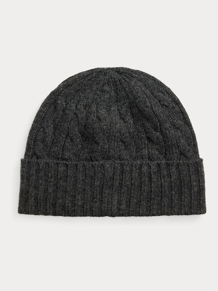 Grey Classic Cable Knit Wool Beanie (W32855) | £90