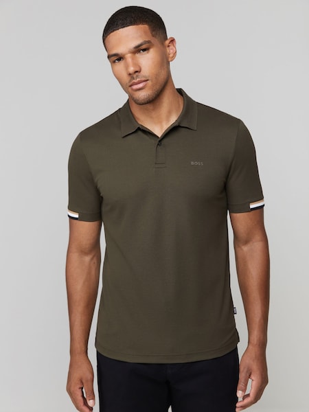 Green Regular Fit Parlay Cuff Detail Logo Polo Shirt (W36707) | £119