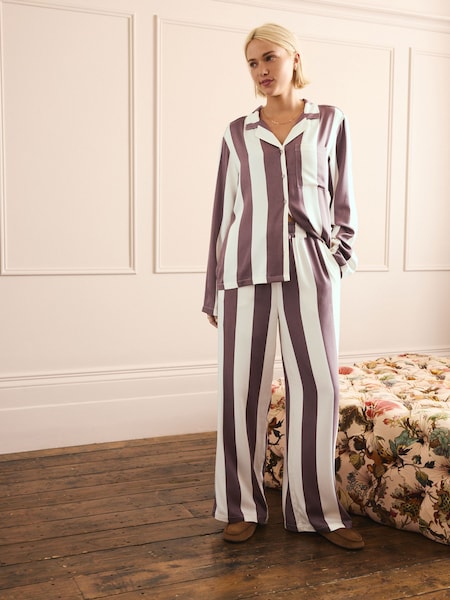 Neutral Stripe Button Through Pyjamas (W39726) | £38