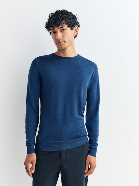 Light Blue Lundy Long Sleeve Merino Wool Crew Neck Jumper (W45757) | £225