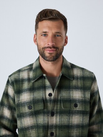 Green Check Borg Lined Shacket