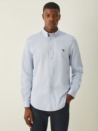 PS Paul Smith Blue Tailored Fit Long Sleeve Logo Shirt