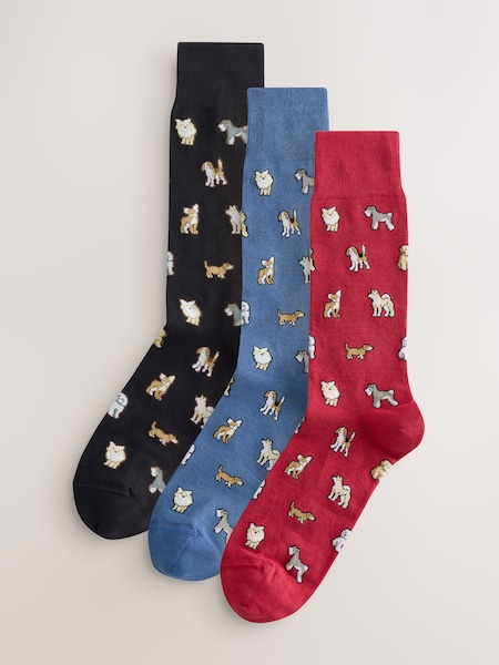 Patterned Black Socks 3 Pack (W46643) | £63