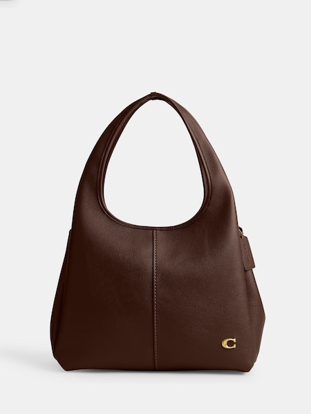 Brown Polished Pebble Leather Lana Shoulder Bag (W47610) | £495