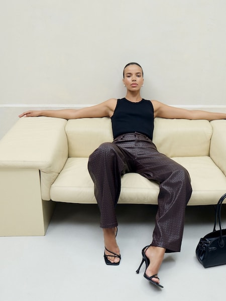 Brown Wide Leg 5 Pocket Trousers (W48546) | £205