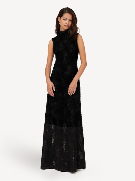 Black Flower Mesh Maxi Dress (W48550) | £340