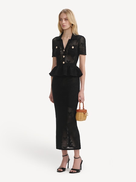 Black Bow Crochet Midi Dress (W56683) | £380