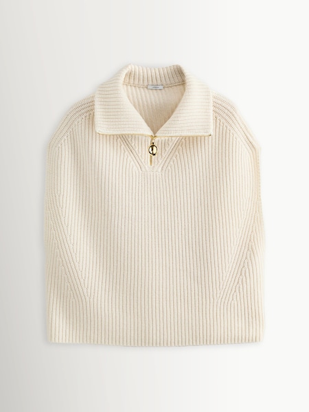 White Raffet-Top-Cash Fisherman Rib Jumper (W59144) | £475