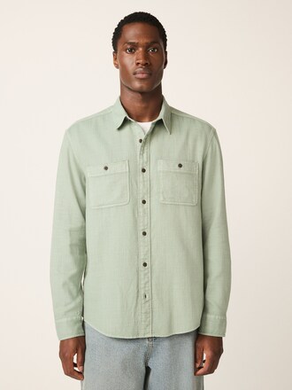 Green Regular Fit Textured Twin Pocket Long Sleeve Shirt