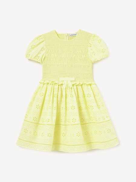 Yellow Cotton Broderie Dress (W60111) | £185