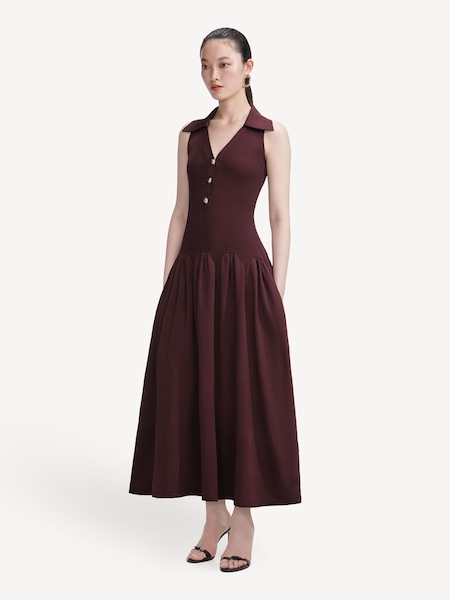 Brown Ribbed Knit Midi Dress (W60709) | £380