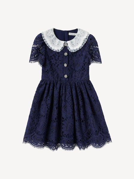 Blue Floral Lace Dress (W62982) | £200
