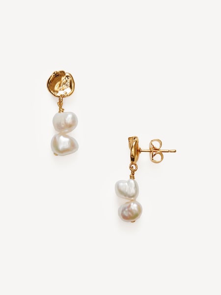 Gold Plated Pearly Drop Earrings (W66718) | £75