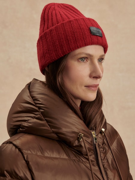 Red Elva Chunky Rib Beanie (W68207) | £48