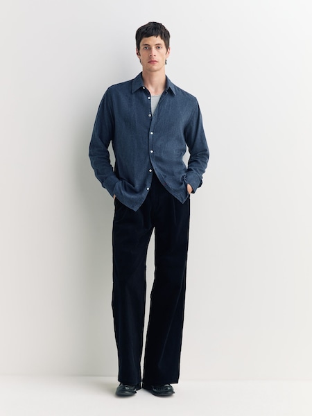 Blue Orsman Wide Leg Cord Trousers (W70076) | £210