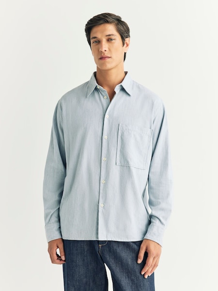 Blue Square Pocket Brushed Cotton Shirt (W72556) | £95
