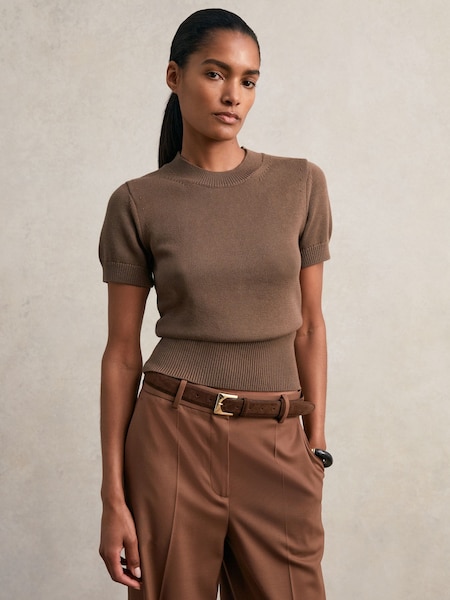 Brown Anita Cotton And Wool Crew-Neck Top (W72783) | £88