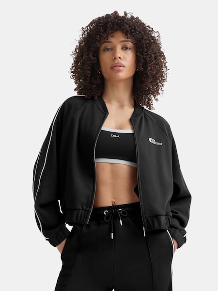 Black Contrast Piping Track Jacket Shadow (W76794) | £55