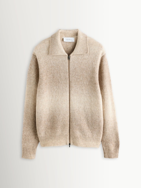 Natural Gannon Gradient Zipper Cardigan (W78866) | £140